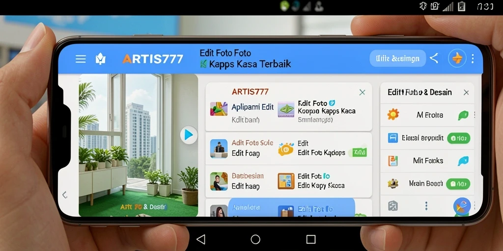 Tampilan antarmuka ARTIS777 dengan fitur edit foto kertas kaca.