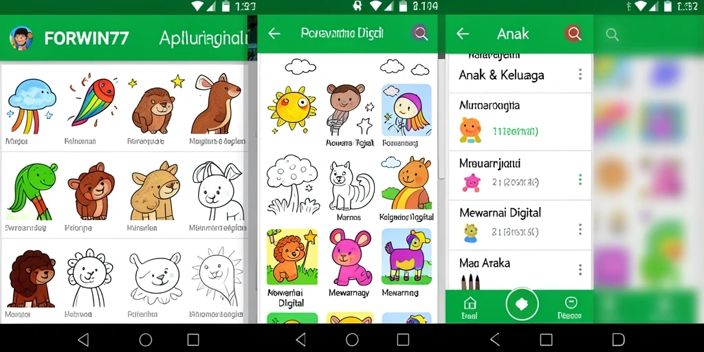 Tampilan antarmuka aplikasi mewarnai digital FORWIN77 yang menarik.