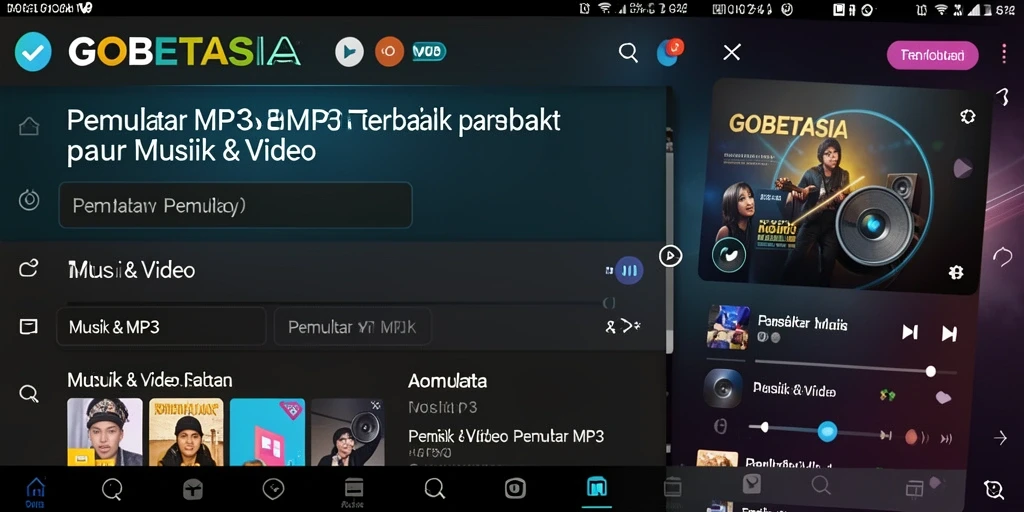 Tampilan antarmuka pengguna GOBETASIA saat memutar musik.