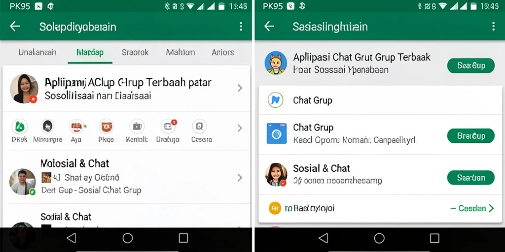 Tampilan antarmuka PK95 yang intuitif untuk chatting grup.